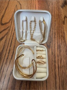 Gold-Tone Women’s Bracelet and Ring Set – Plated Gold Finish